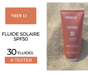 fluide solaire SPF50 de la marque Midi12