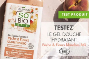 gel douche pêche et fleurs blanches bio So'Bio etic