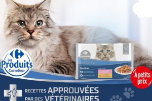 un sachet d'effilés en sauce pour chat stérilisé Carrefour Companino Expert