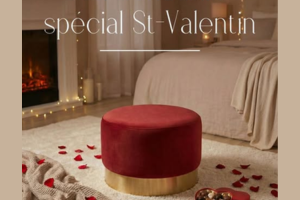 pouf rond Agatha de couleur rouge