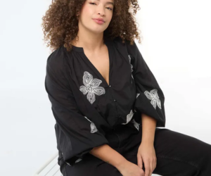 blouse grande taille brodée Kiabi